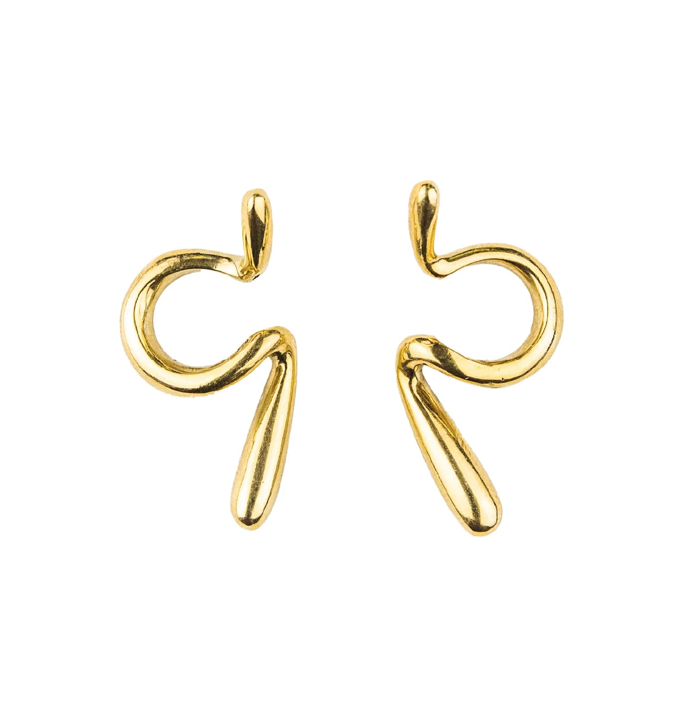 Gold hoop earrings on a white background