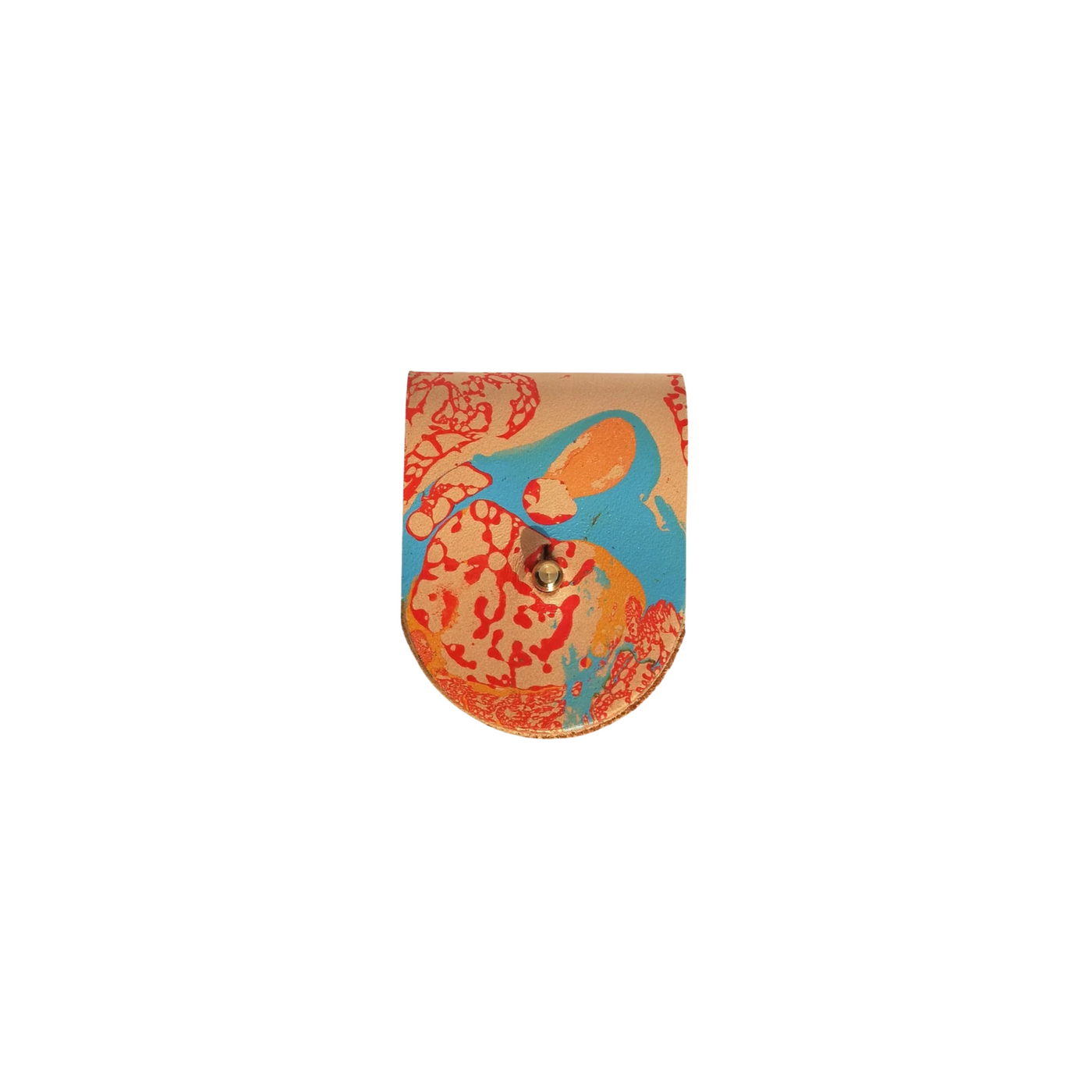 Decorative button with a colorful design on a white background