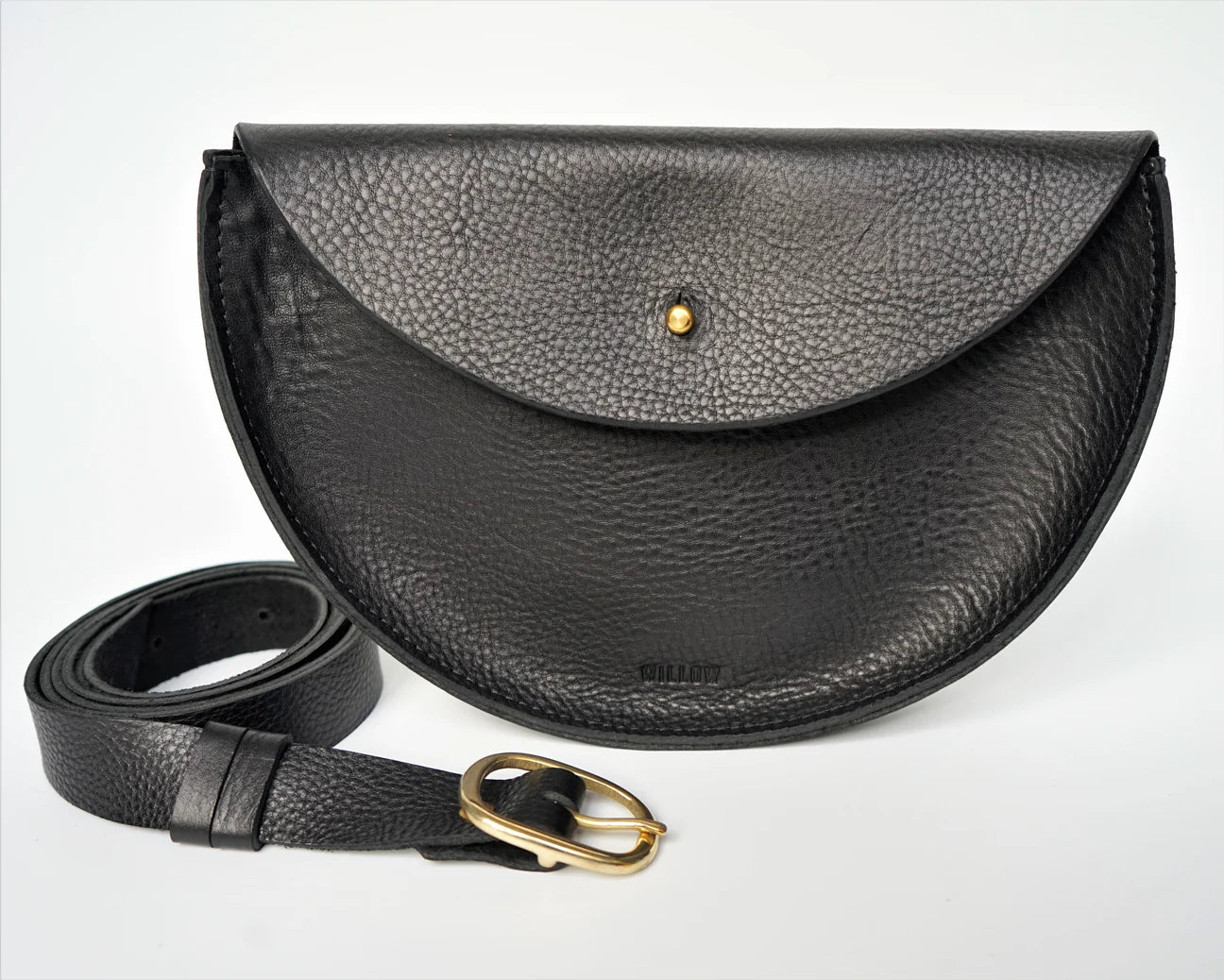 Willow Large Handmade Leather Halfmoon Crossbody Bag