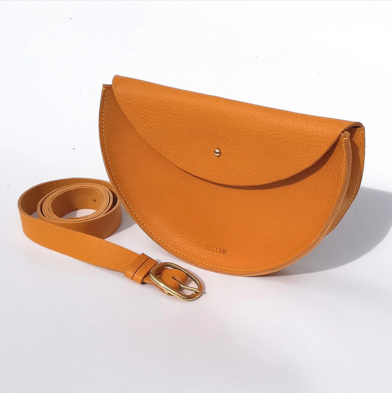 Willow Large Handmade Leather Halfmoon Crossbody Bag
