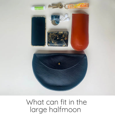 Willow Large Handmade Leather Halfmoon Crossbody Bag