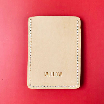 Back of coin purse on red background