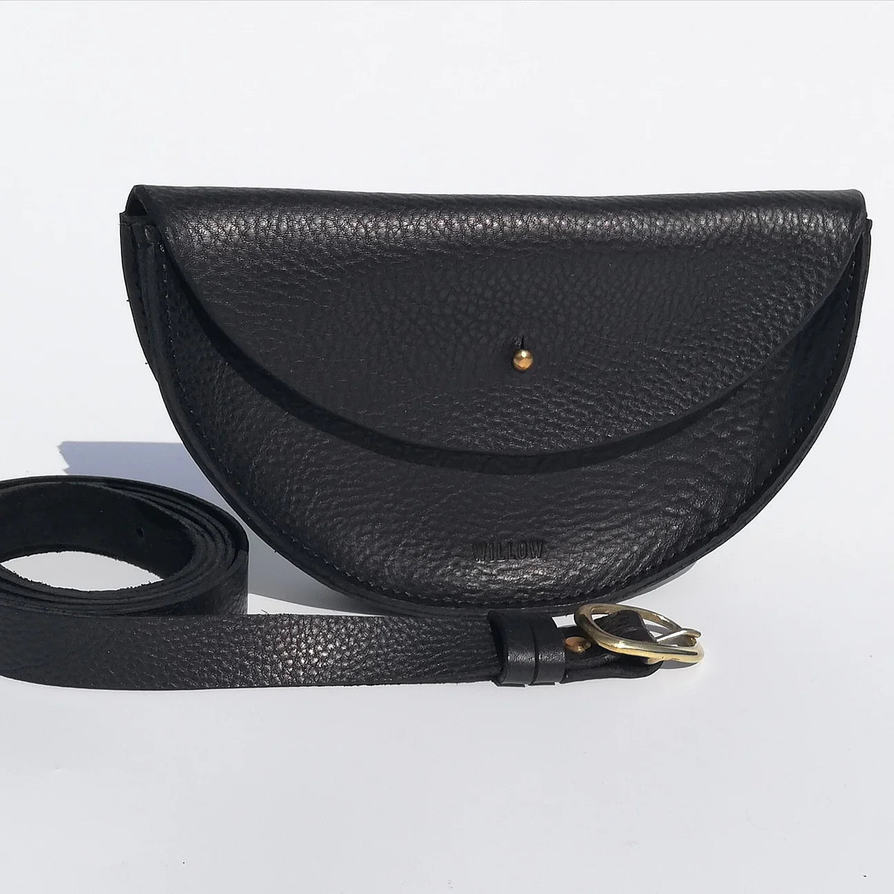 Willow Small Handmade Leather Halfmoon Crossbody Bag