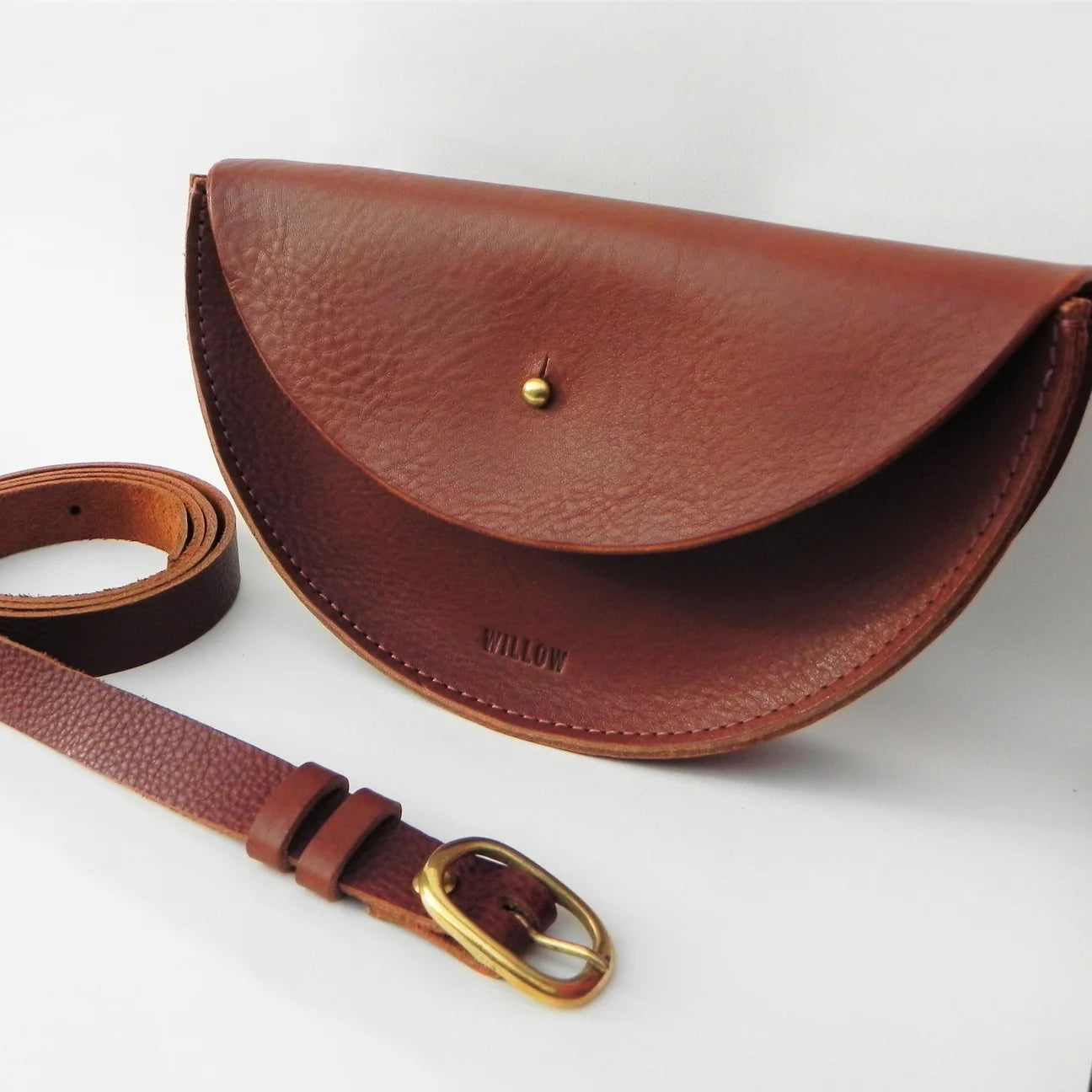 Willow Small Handmade Leather Halfmoon Crossbody Bag