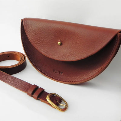Willow Small Handmade Leather Halfmoon Crossbody Bag