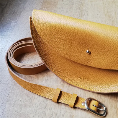 Willow Small Handmade Leather Halfmoon Crossbody Bag