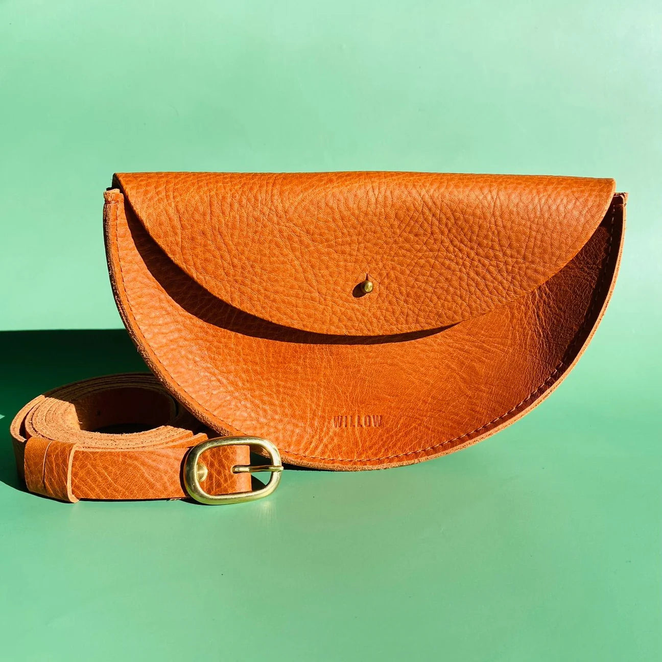 Willow Small Handmade Leather Halfmoon Crossbody Bag