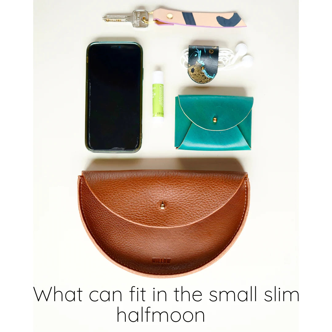 Willow Small Handmade Leather Halfmoon Crossbody Bag