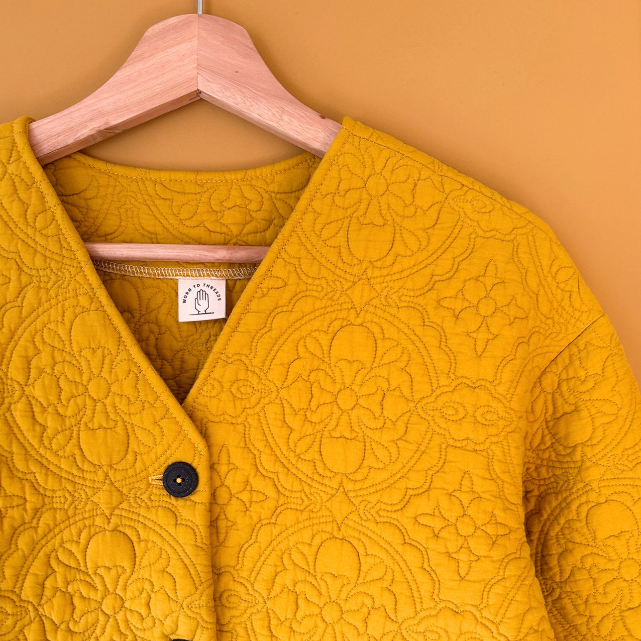 Worn To Threads Moss Jacket Yellow Embroidered