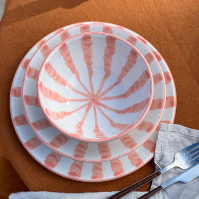 Woven Rosa  Hand-painted Wave Breakfast Bowl, Blush