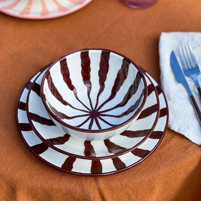 Woven Rosa  Hand-painted Wave Breakfast Bowl, Espresso