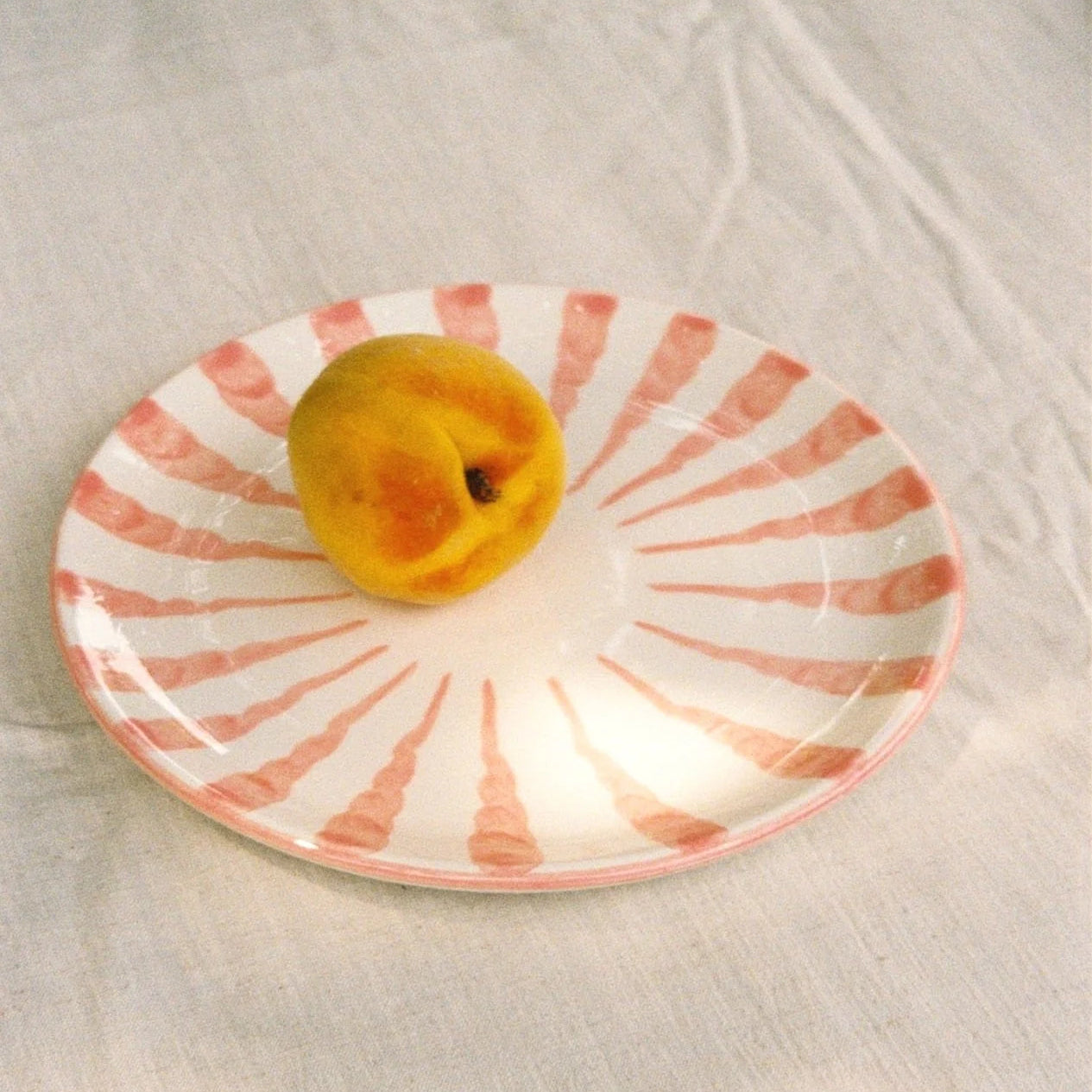 Woven Rosa  Hand-painted Wave Dinner Plate, Blush