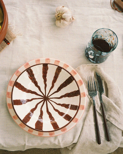 Woven Rosa  Hand-painted Wave Pasta Bowl, Espresso