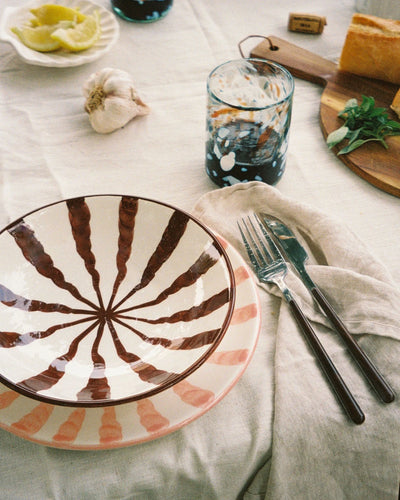 Woven Rosa  Hand-painted Wave Pasta Bowl, Espresso