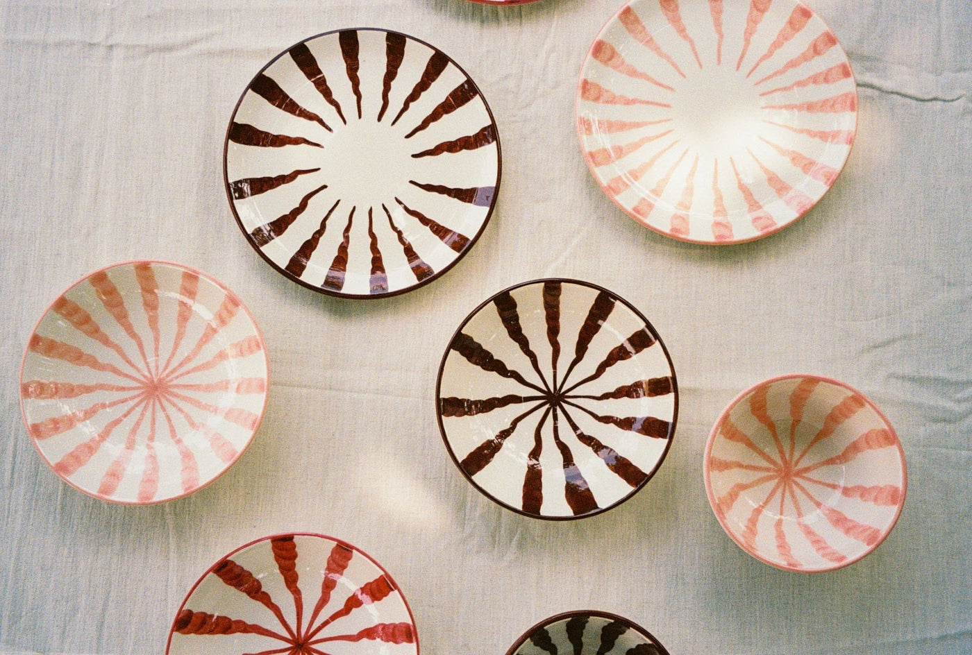 Woven Rosa  Hand-painted Wave Breakfast Bowl, Blush