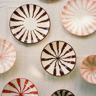 Woven Rosa  Hand-painted Wave Pasta Bowl, Espresso